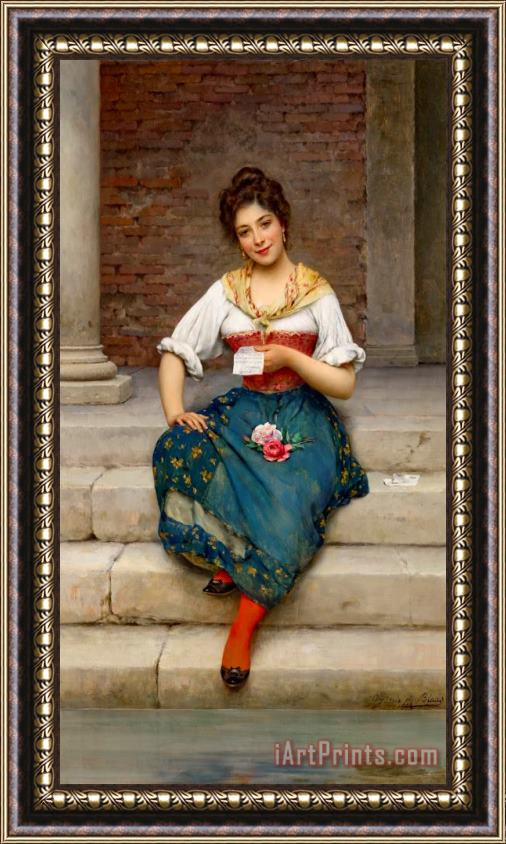 Eugen von Blaas The Love Letter, 1902 Framed Painting