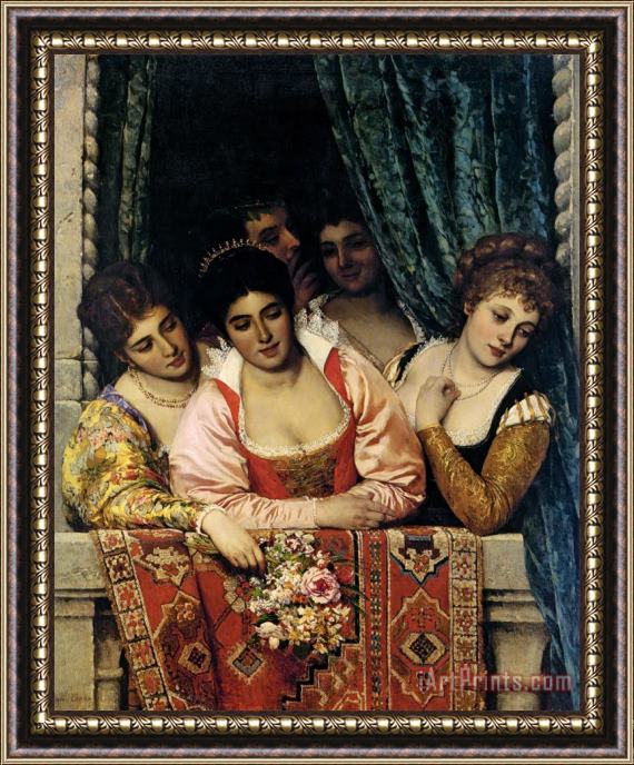 Eugen von Blaas Venetian Ladies on a Balcony, 1875 Framed Print