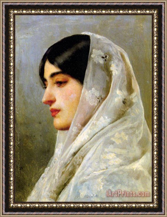 Eugene De Blaas A Young Beauty Framed Painting