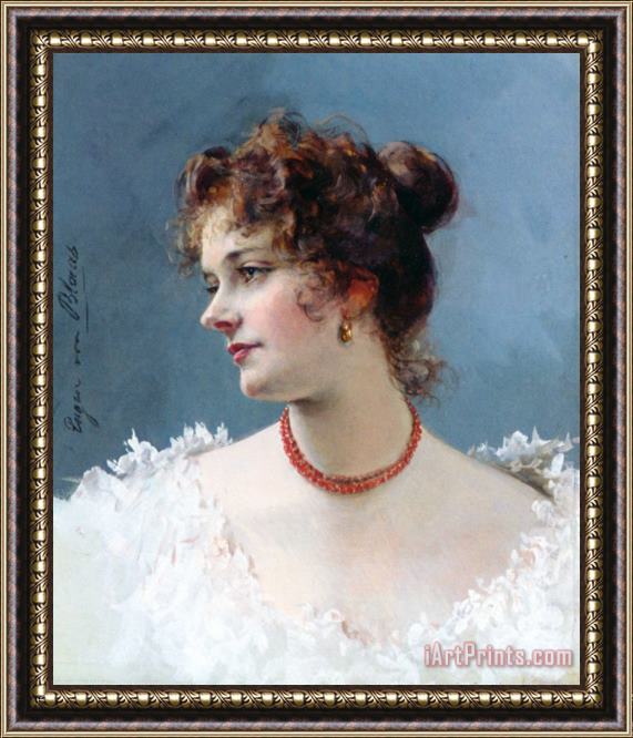 Eugene De Blaas Portrait of a Lady Framed Painting