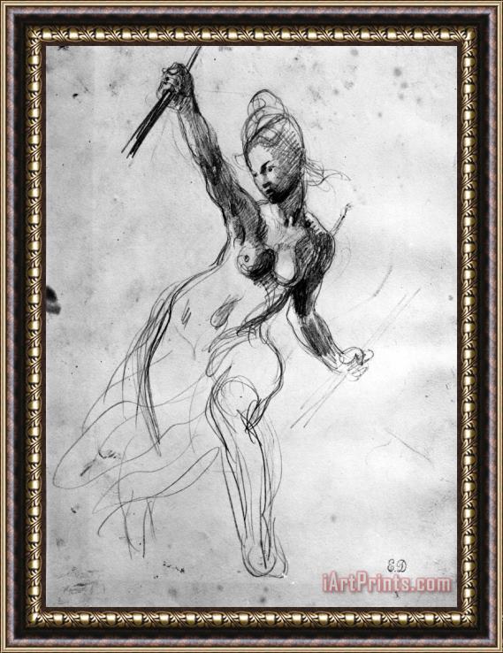 Eugene Delacroix Female Nude, Study for Liberty Leading The People Framed Painting