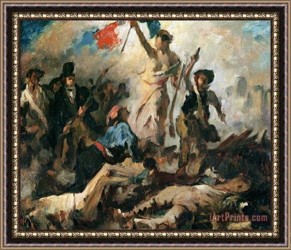 Eugene Delacroix Study for Liberty Leading The People Framed Painting