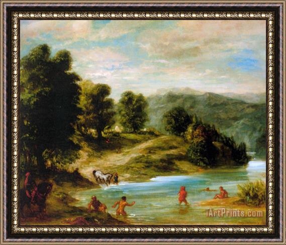 Eugene Delacroix The Banks of The River Sebou Framed Painting
