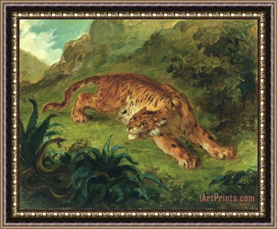 Eugene Delacroix Tiger And Snake Framed Painting