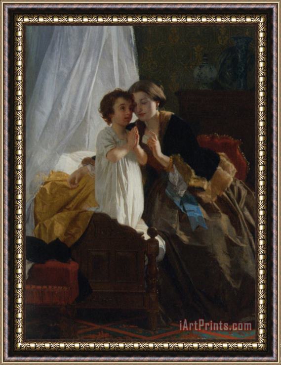 Eugene Ernest Hillemacher Bedtime Prayer Framed Painting