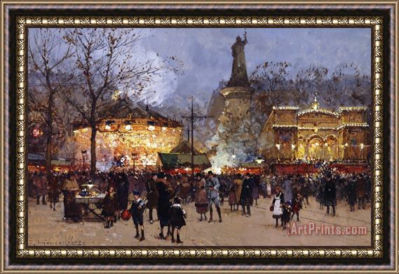 Eugene Galien-Laloue La Fete Place De La Republique Paris Framed Print