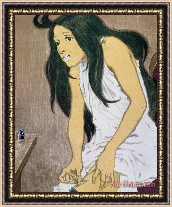 Eugene Grasset A Drug Addict Injecting Herself Framed Print