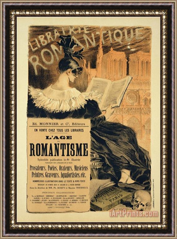 Eugene Grasset Reproduction of a Poster Advertising a Book Entitled The Romantic Age 1887 Framed Print