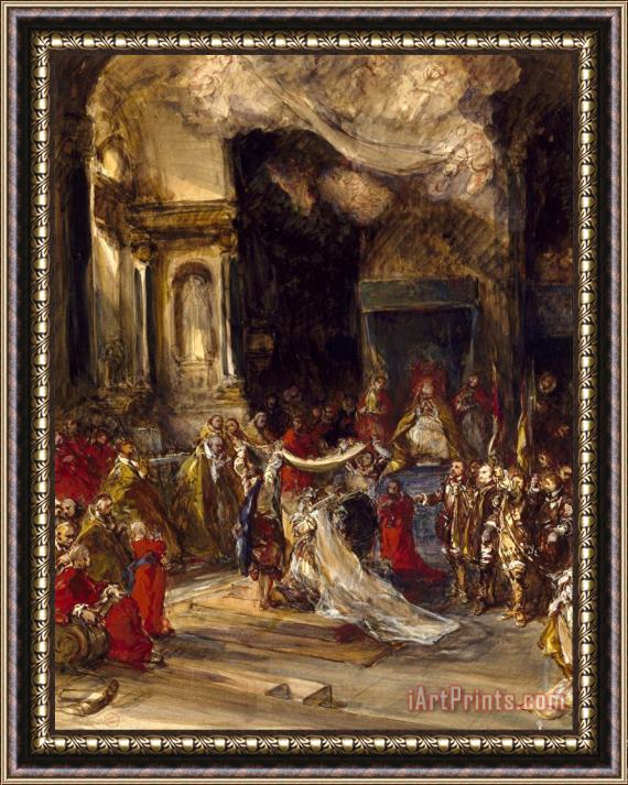 Eugene Isabey A Royal Marriage Scene Framed Painting