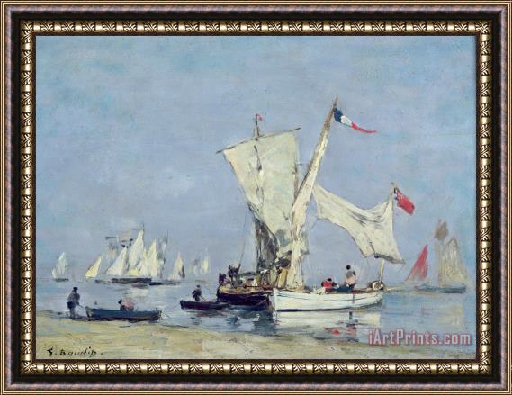 Eugene Louis Boudin Sailing Boats Framed Painting