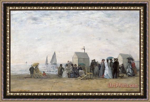 Eugene Louis Boudin The Beach at Trouville Framed Print