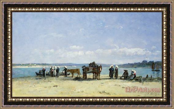 Eugene Louis Boudin The Breton Fishermens Wives Framed Painting