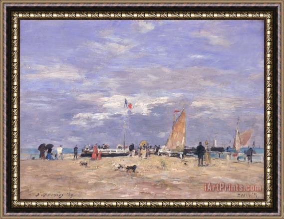Eugene Louis Boudin The Jetty at Deauville Framed Painting