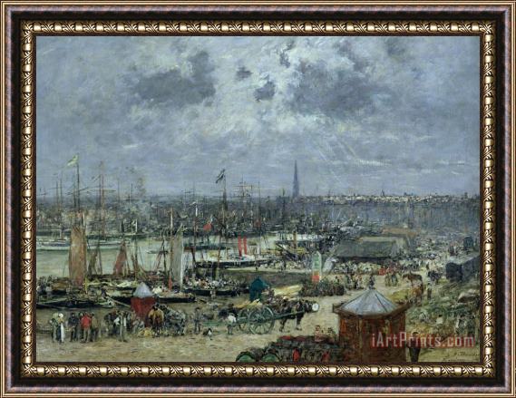 Eugene Louis Boudin The Port of Bordeaux Framed Painting