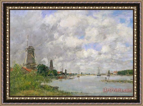 Eugene Louis Boudin The River Meuse At Dordrecht Framed Print