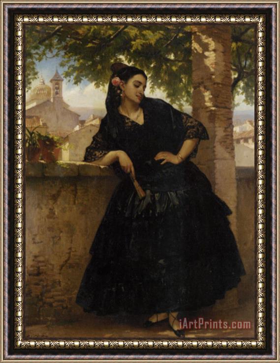 Eugene Pierre Francois Giraud The Spanish Beauty with Fan Framed Print