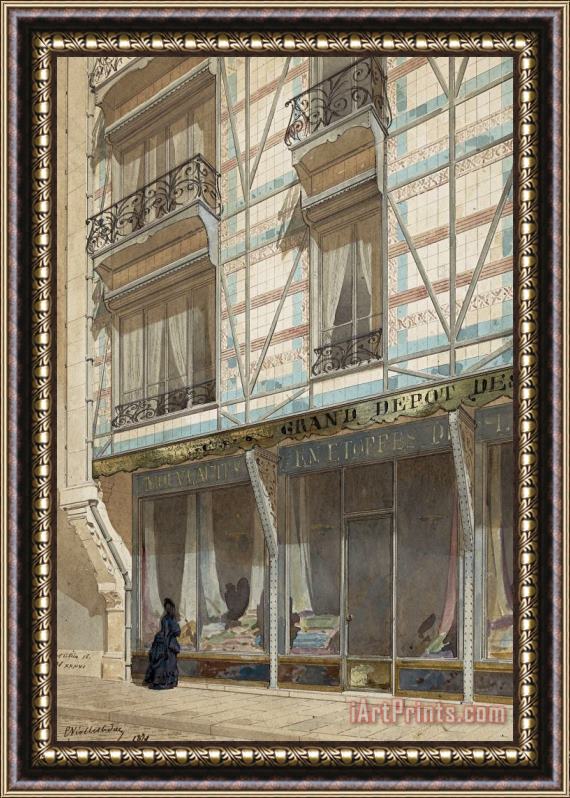 Eugene Viollet-le-duc Iron Frame House with Glazed Earthenware Cladding Framed Painting