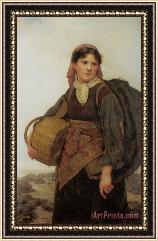 Eugenie Marie Salanson The Fishergirl Framed Painting