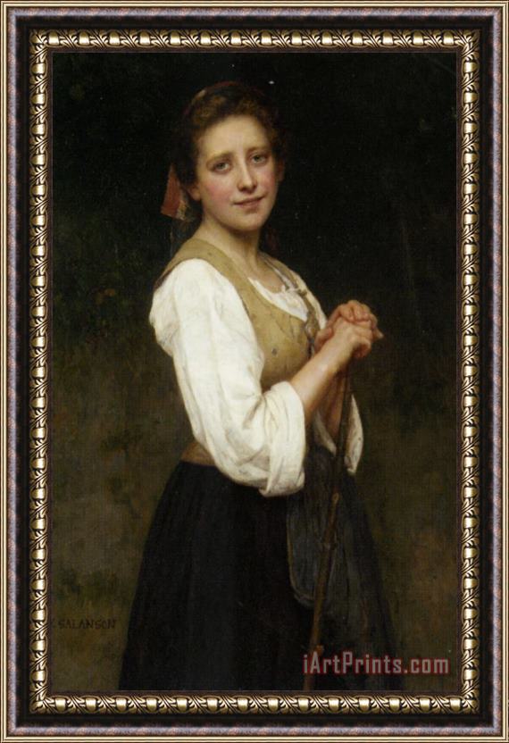 Eugenie Marie Salanson Young Shepherdess Framed Painting