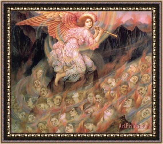 Evelyn De Morgan Angel Piping to The Souls in Hell Framed Painting