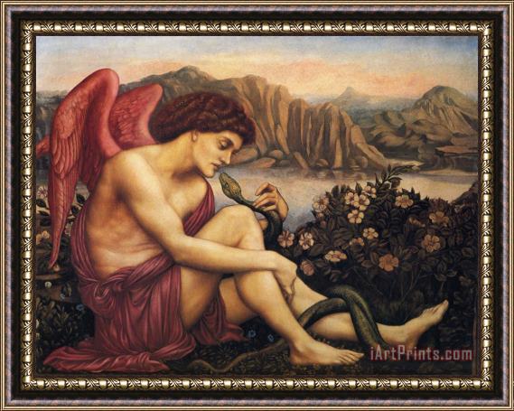 Evelyn De Morgan The Angel with The Serpent Framed Painting