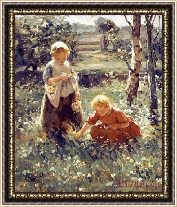 Evert Pieters Children in a Field Framed Painting