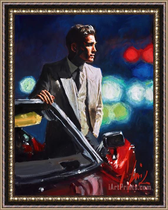 Fabian Perez Jimmy with Red Cadillac Framed Painting