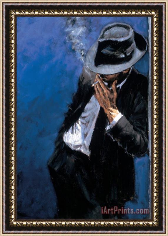 Fabian Perez Man in Black Suit Framed Painting
