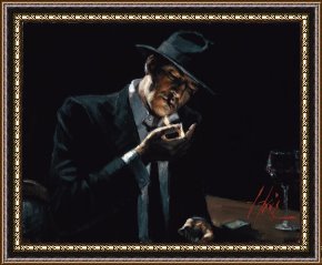 fabian perez man lighting cigarette Fabian Perez Man Lighting a Cigarette Framed Print for sale