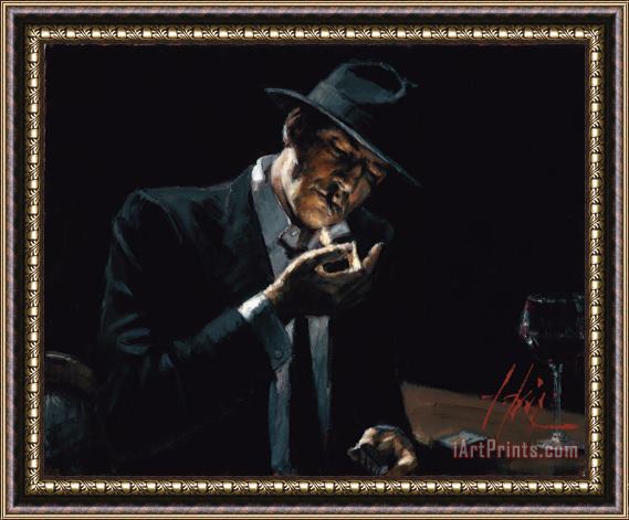 Fabian Perez Man Lighting a Cigarette Framed Painting
