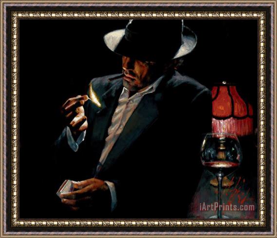 Fabian Perez Man Lighting Cigarette II Framed Painting