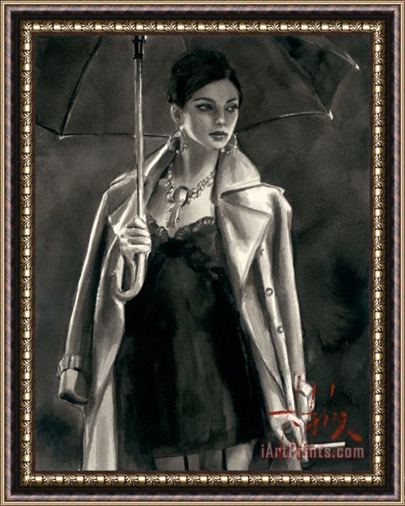 Fabian Perez Marissa with Umbrella Framed Painting
