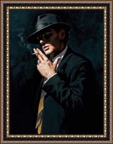 fabian perez man lighting cigarette Smoking Under The Light IV