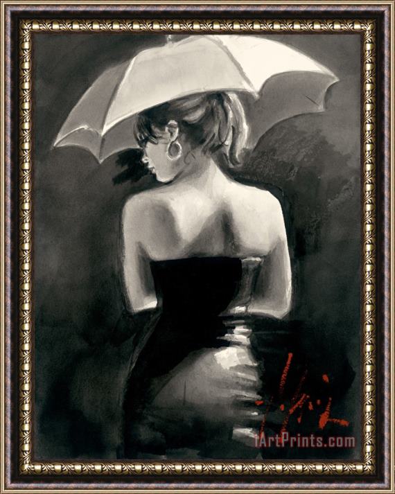 Fabian Perez Women with White Umbrella Framed Painting