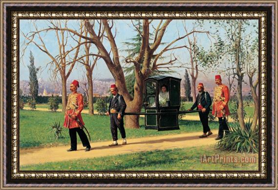 Fausto Zonaro The Daughter of The English Ambassador Riding in a Palanquin Framed Print