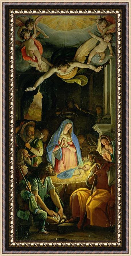 Federico Zuccaro The Adoration of the Shepherds Framed Print
