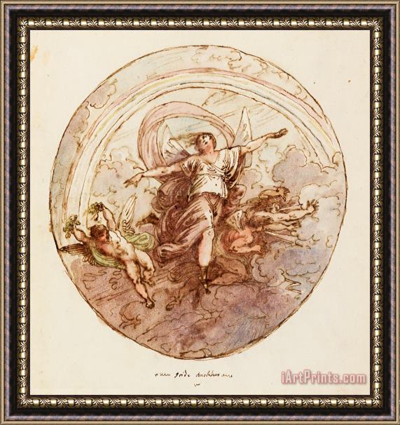 Felice Giani  Ceiling Design Depicting Iris And The Rainbow Framed Print