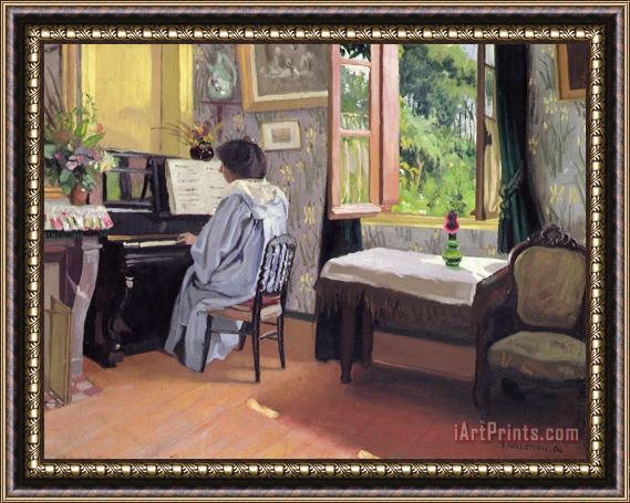 Felix Edouard Vallotton Lady At The Piano Framed Painting