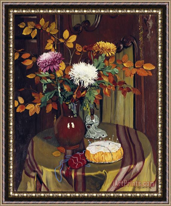 Felix Vallotton Chrysanthemums And Autumn Foilage Framed Painting
