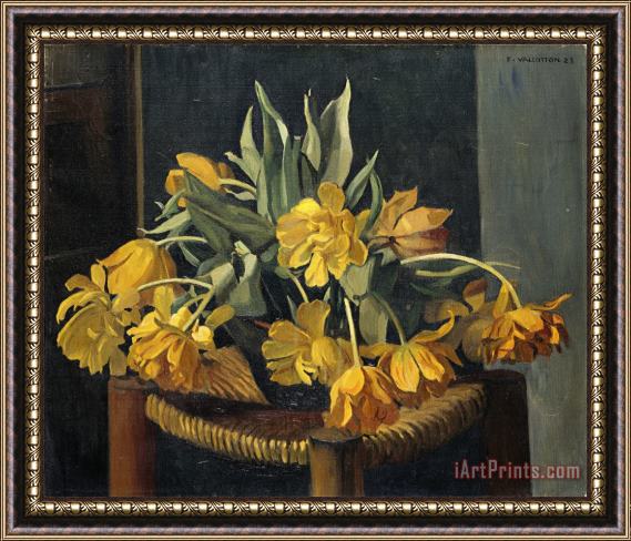 Felix Vallotton Double Yellow Tulips on a Wicker Chair Framed Painting