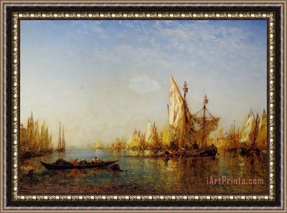 Felix Ziem Shipping on The Grand Canal Venice Framed Painting