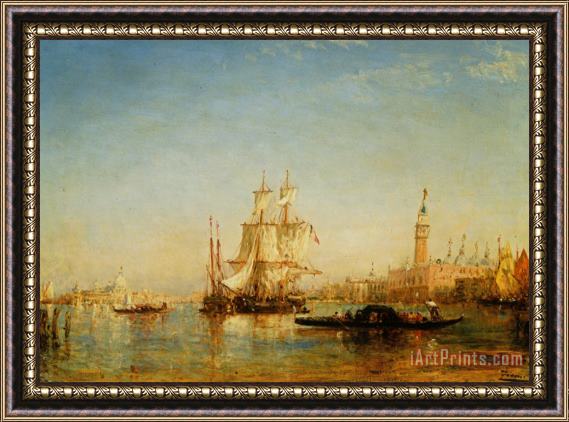 Felix Ziem Ships on Bacino De San Marco Framed Print