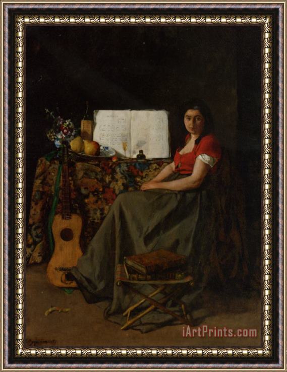 Ferdinand Roybet The Guitar Player Framed Painting
