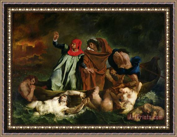 Ferdinand Victor Eugene Delacroix Dante and Virgil in the Underworld Framed Print