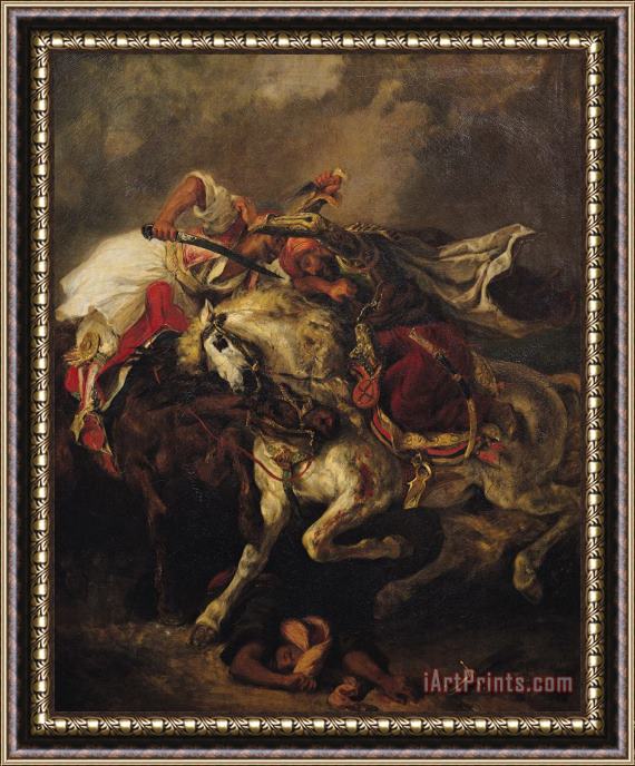Ferdinand Victor Eugene Delacroix The Battle of Giaour and Hassan Framed Print