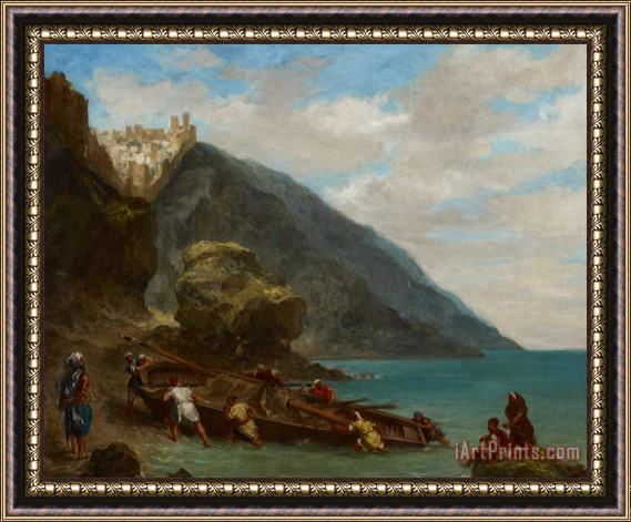 Ferdinand Victor Eugene Delacroix View Of Tangier From The Seashore Framed Print