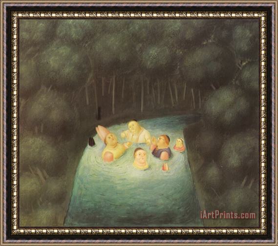 fernando botero Bathing Bishops in a River Framed Painting