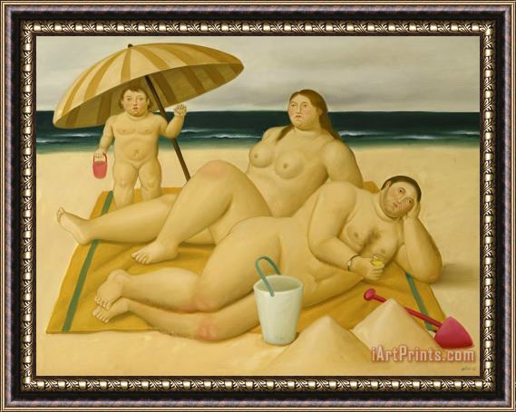 Fernando Botero Familia En La Playa, 2008 Framed Painting