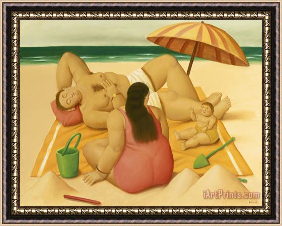 Fernando Botero Family on a Beach, 2009 Framed Print