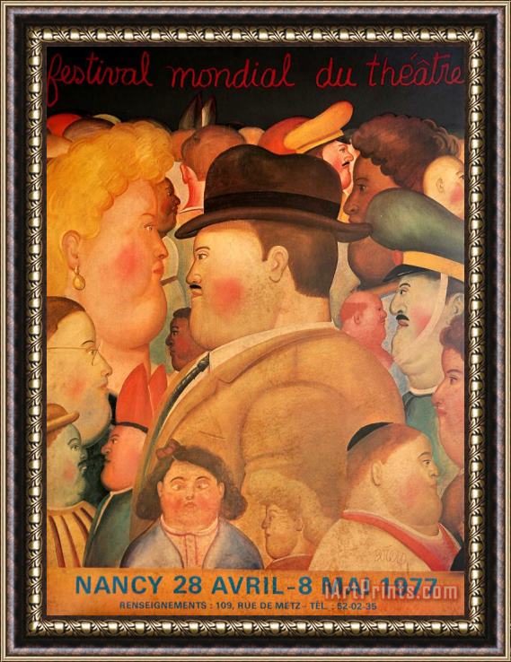Fernando Botero Festival Mondial Du Theatre, 1977 Framed Painting